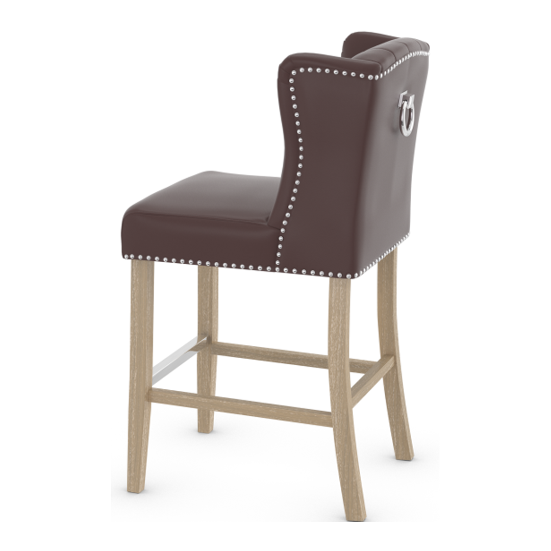 Faux Leather Bar Stool With Oak Wooden Legs - Eardley