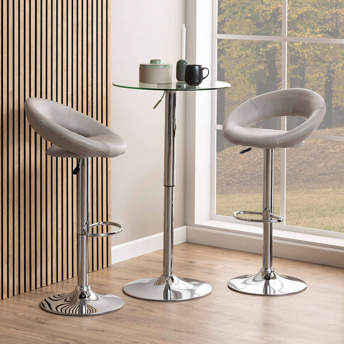 Faux Leather Bar Stool With Open Back And Swivel Function - Plump