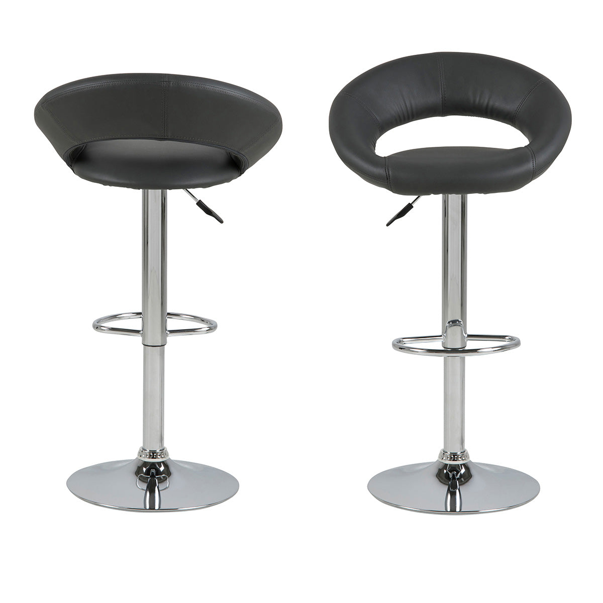 Faux Leather Bar Stool With Open Back And Swivel Function - Plump