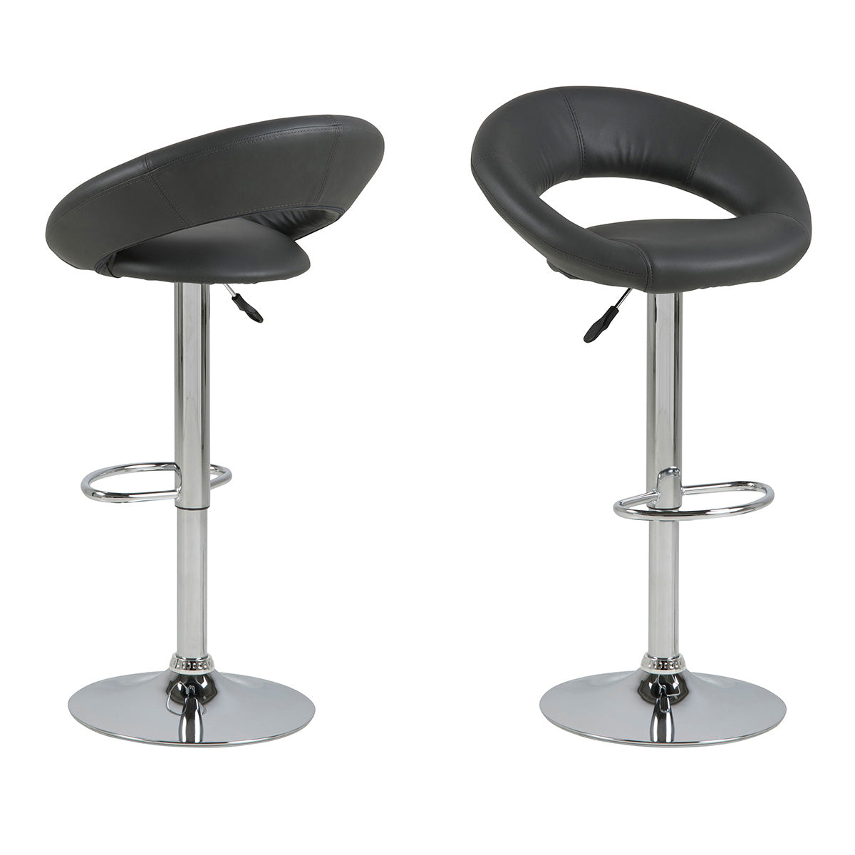 Faux Leather Bar Stool With Open Back And Swivel Function - Plump