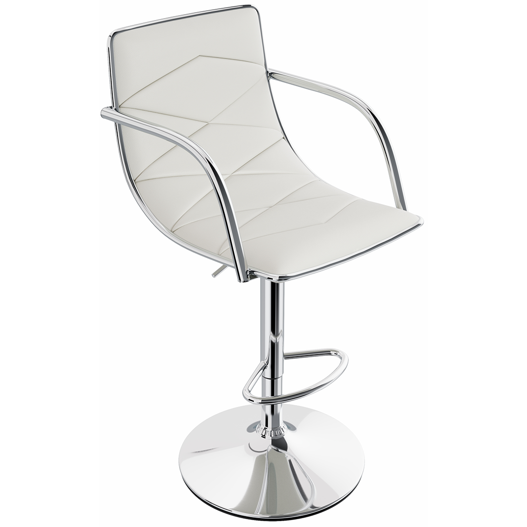 Faux Leather Bar Stool With Polished Chrome Base - Colwyn