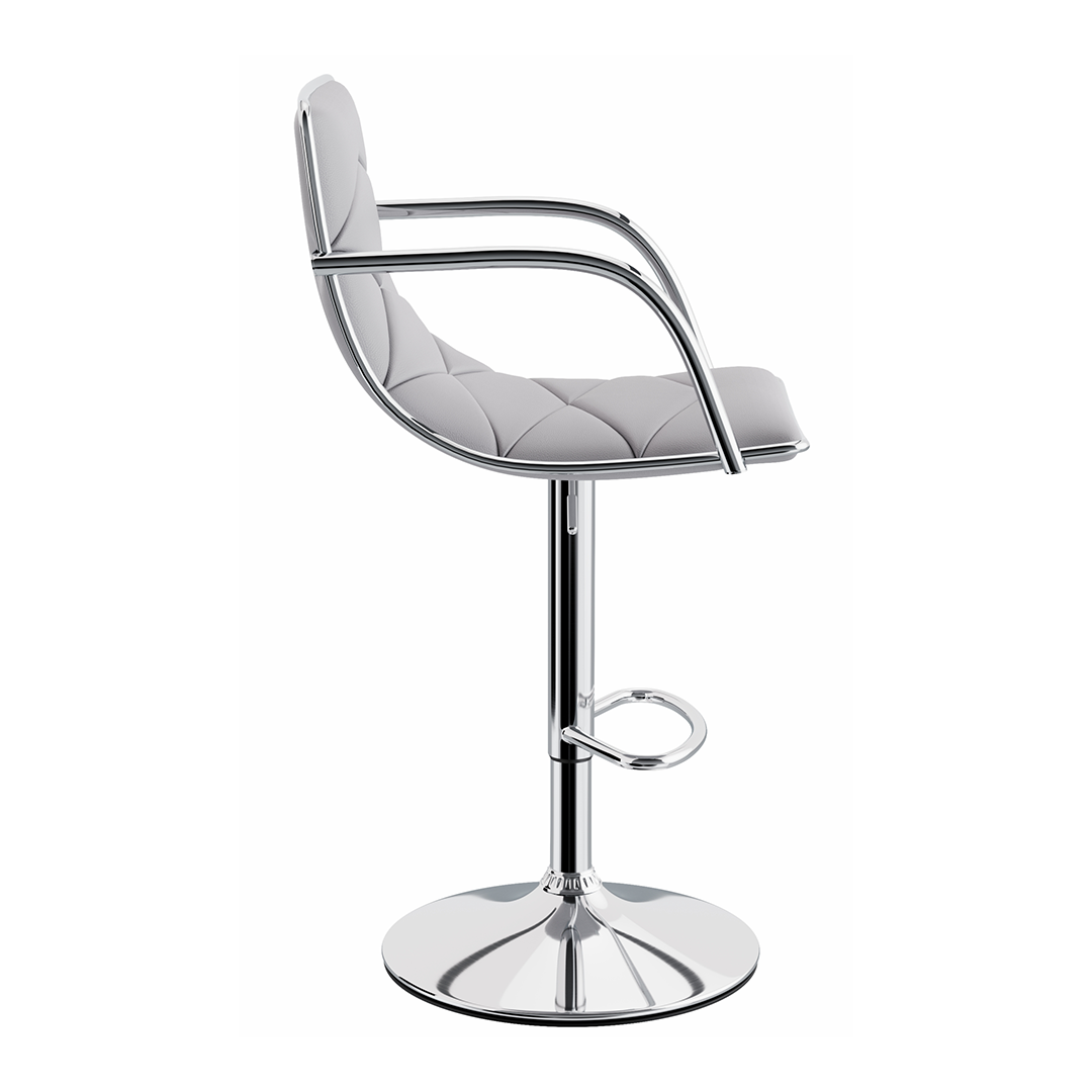 Faux Leather Bar Stool With Polished Chrome Base - Colwyn