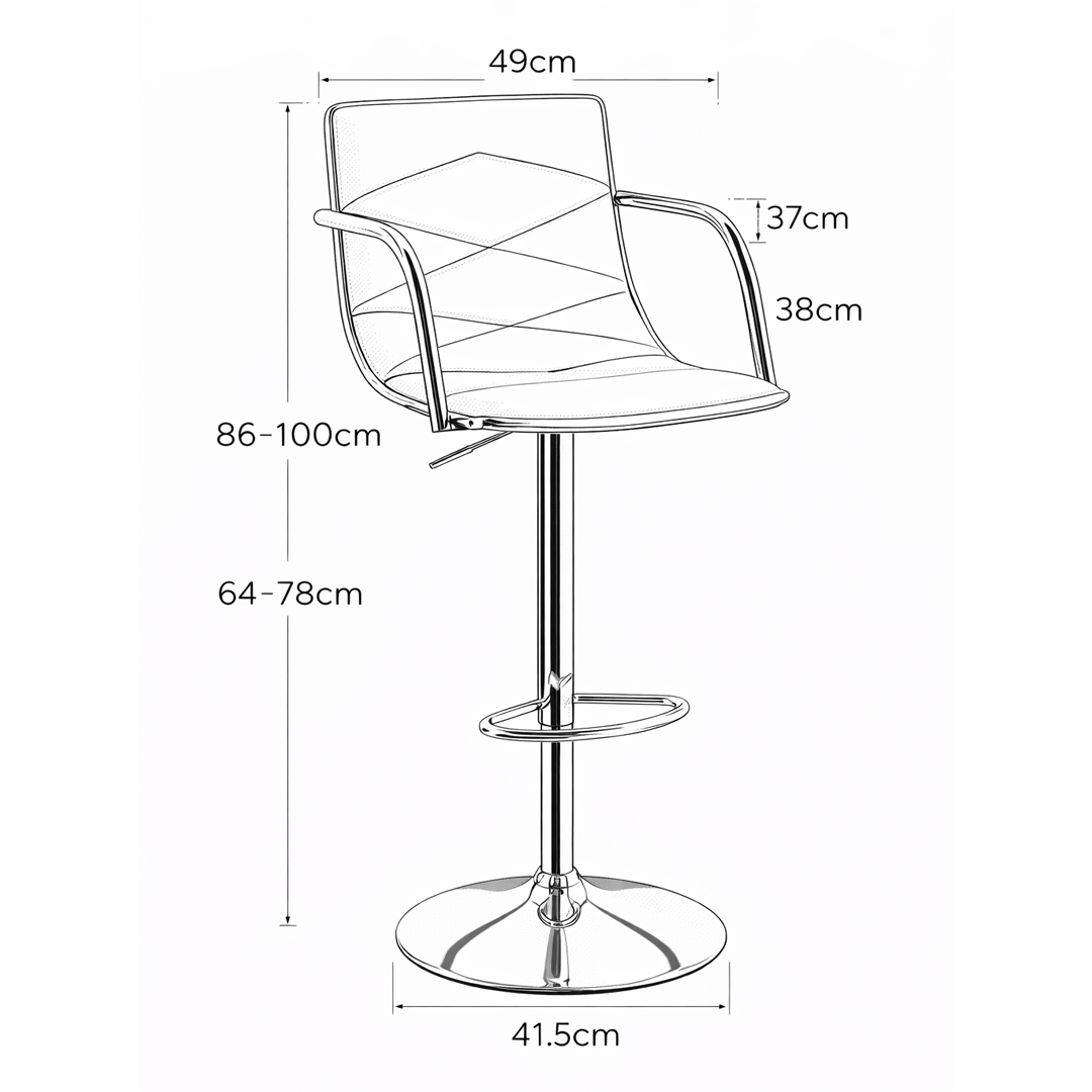 Faux Leather Bar Stool With Polished Chrome Base - Colwyn