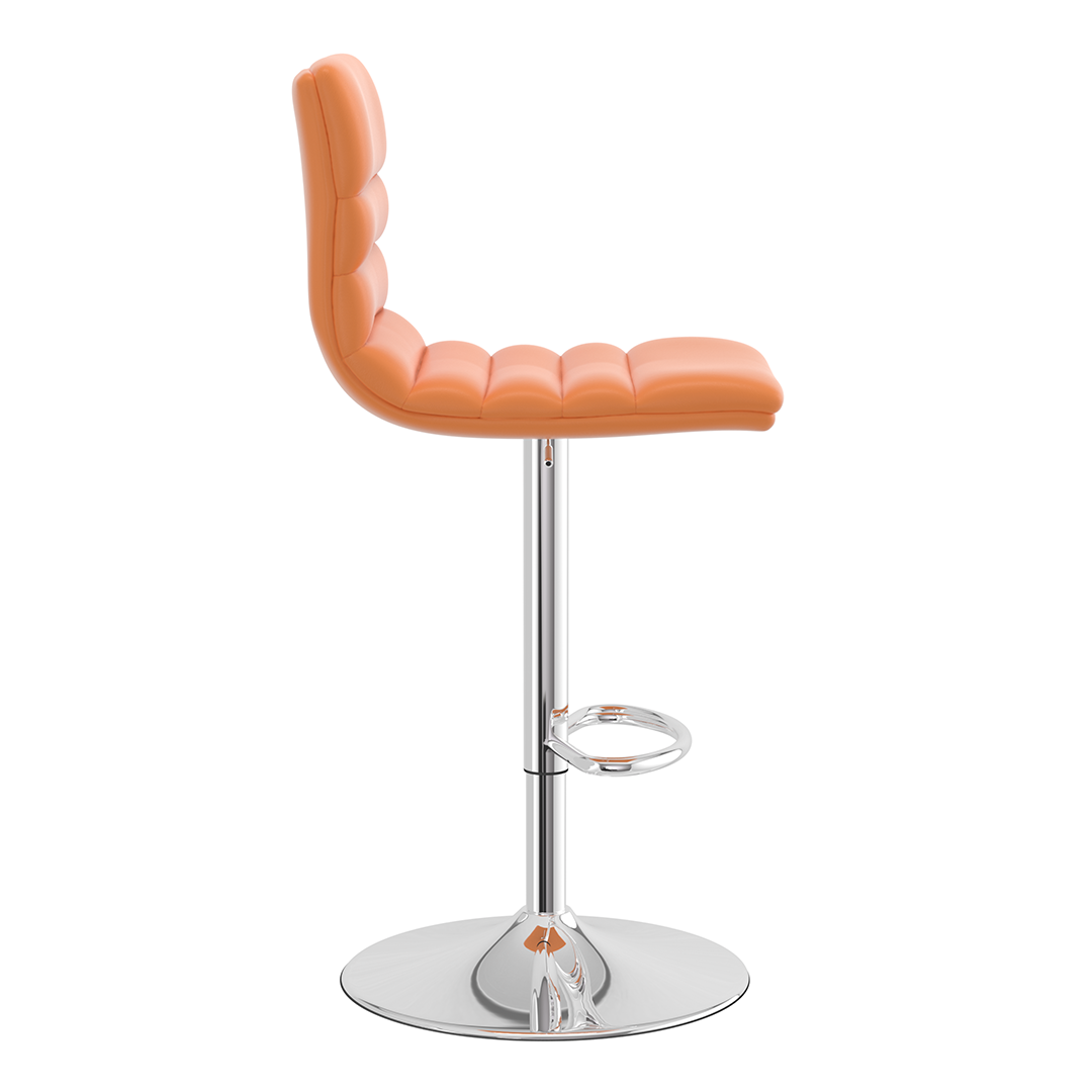 Faux Leather Bar Stool With Polished Chrome Base - Halverton