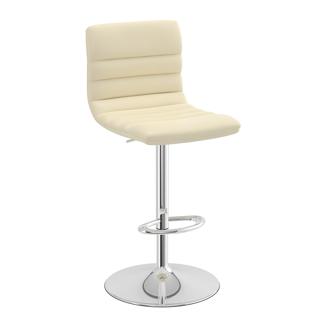 Faux Leather Bar Stool With Polished Chrome Base - Halverton