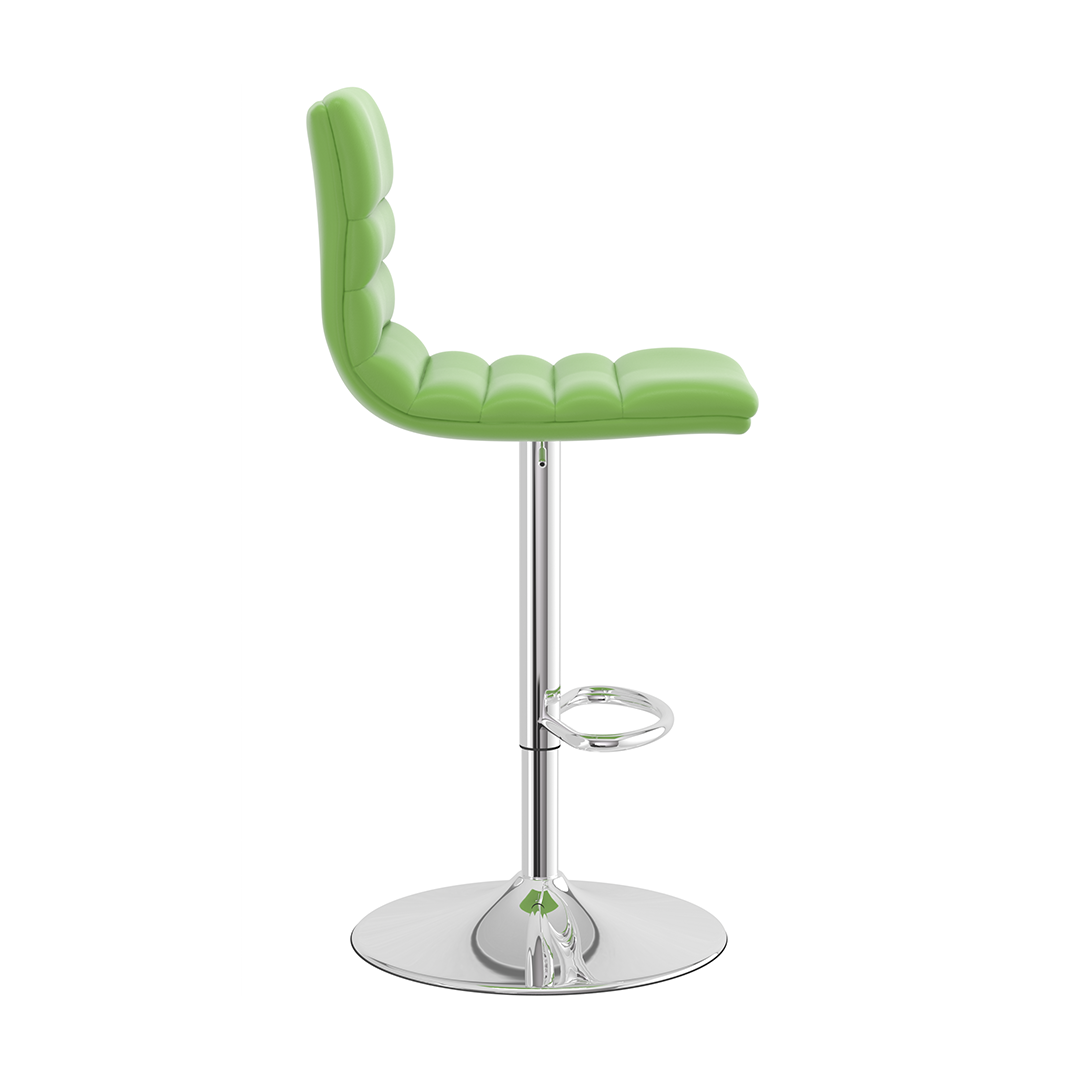 Faux Leather Bar Stool With Polished Chrome Base - Halverton