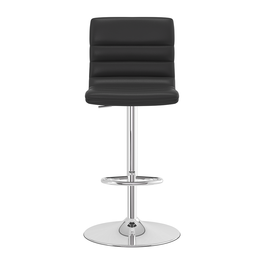 Faux Leather Bar Stool With Polished Chrome Base - Halverton