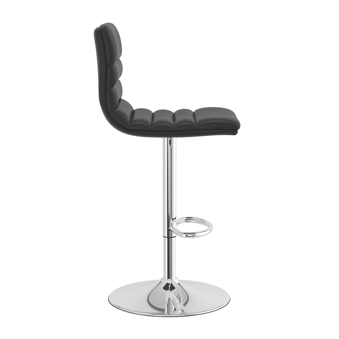 Faux Leather Bar Stool With Polished Chrome Base - Halverton