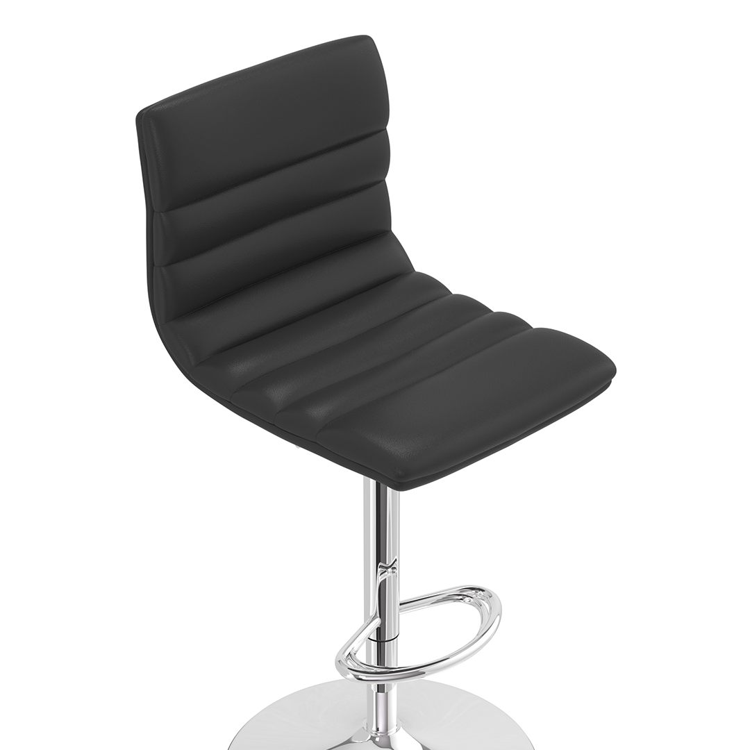 Faux Leather Bar Stool With Polished Chrome Base - Halverton