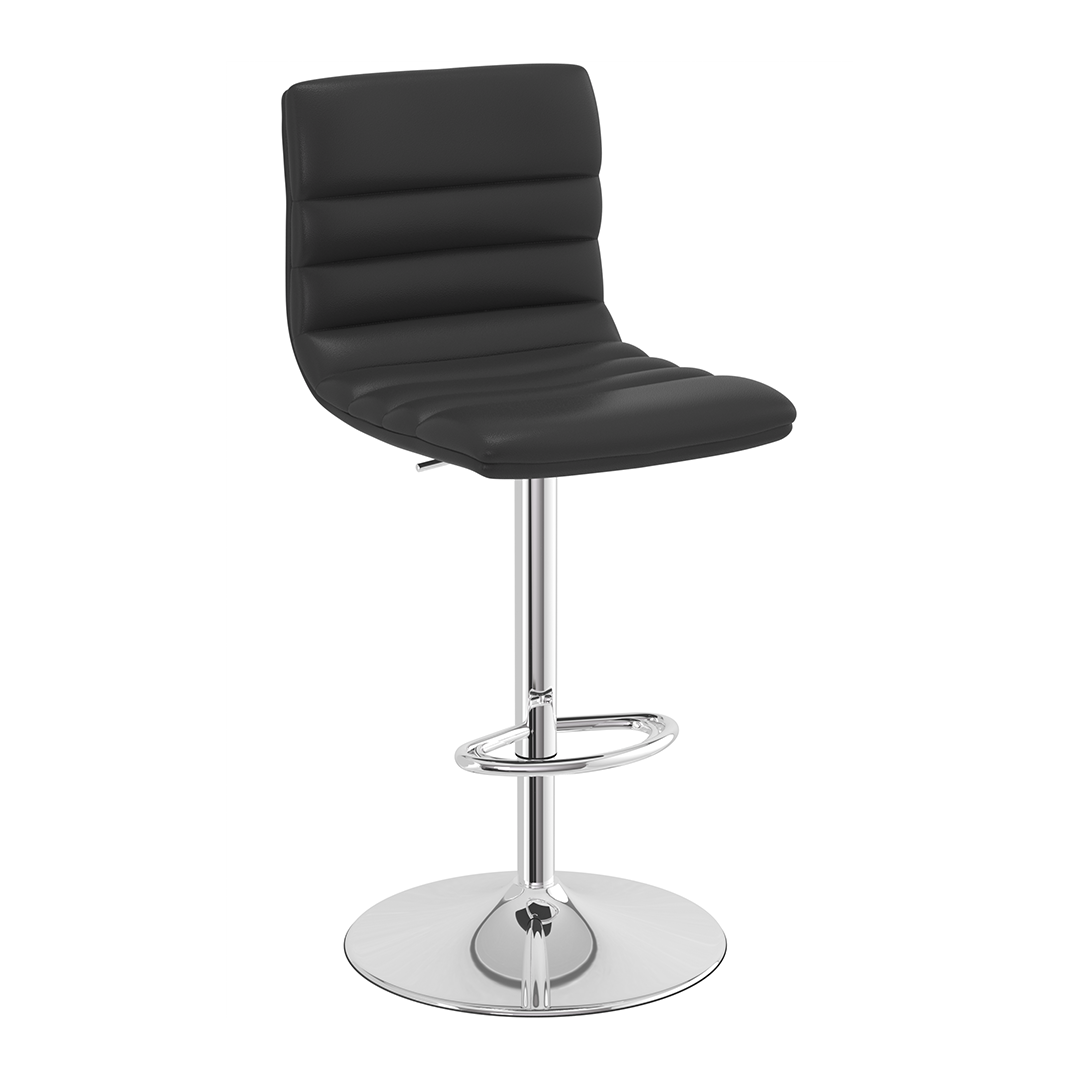 Faux Leather Bar Stool With Polished Chrome Base - Halverton