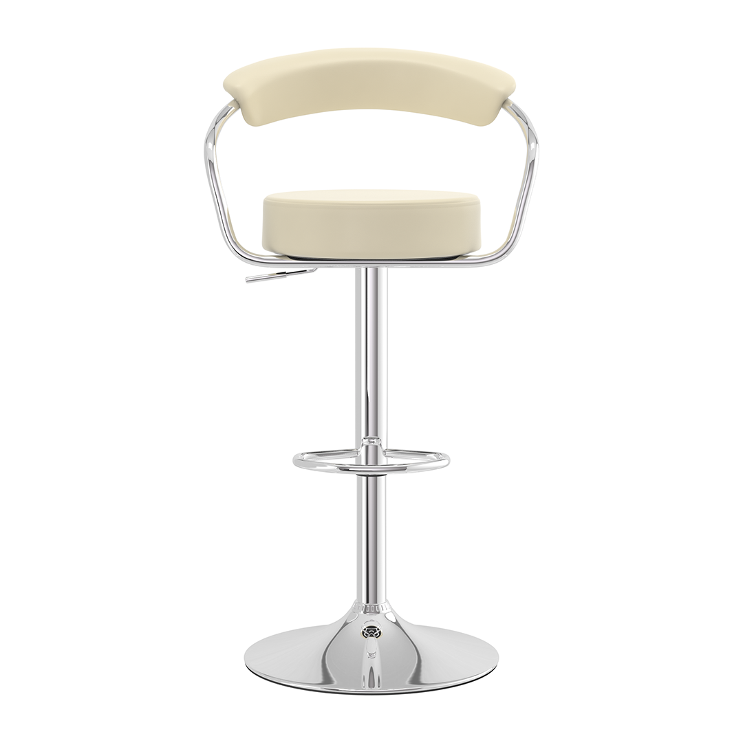 Faux Leather Bar Stool With Polished Chrome Base - Zivley