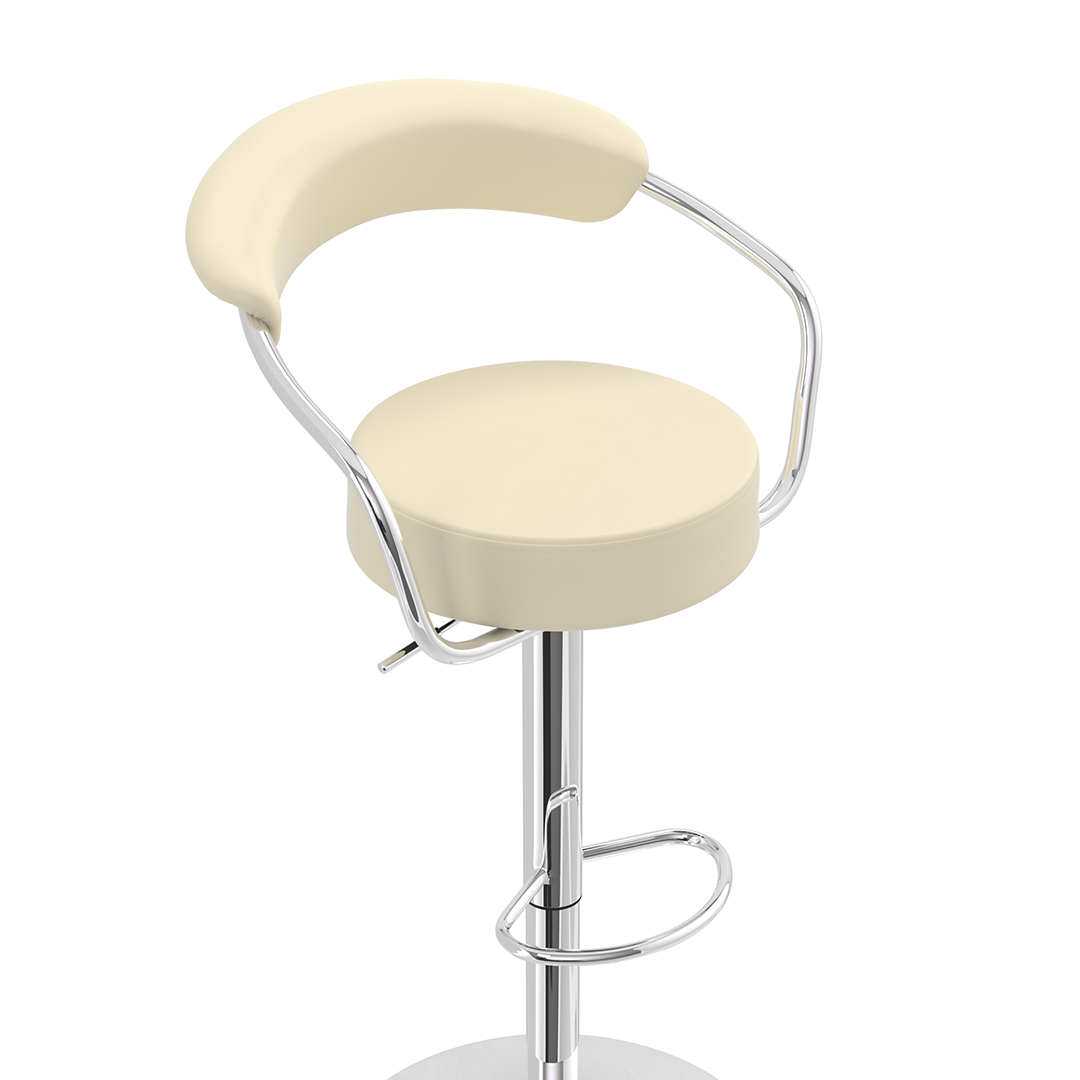 Faux Leather Bar Stool With Polished Chrome Base - Zivley