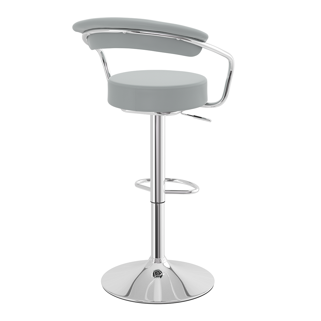 Faux Leather Bar Stool With Polished Chrome Base - Zivley