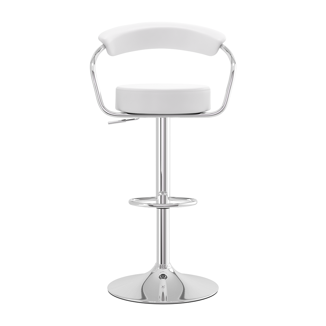 Faux Leather Bar Stool With Polished Chrome Base - Zivley
