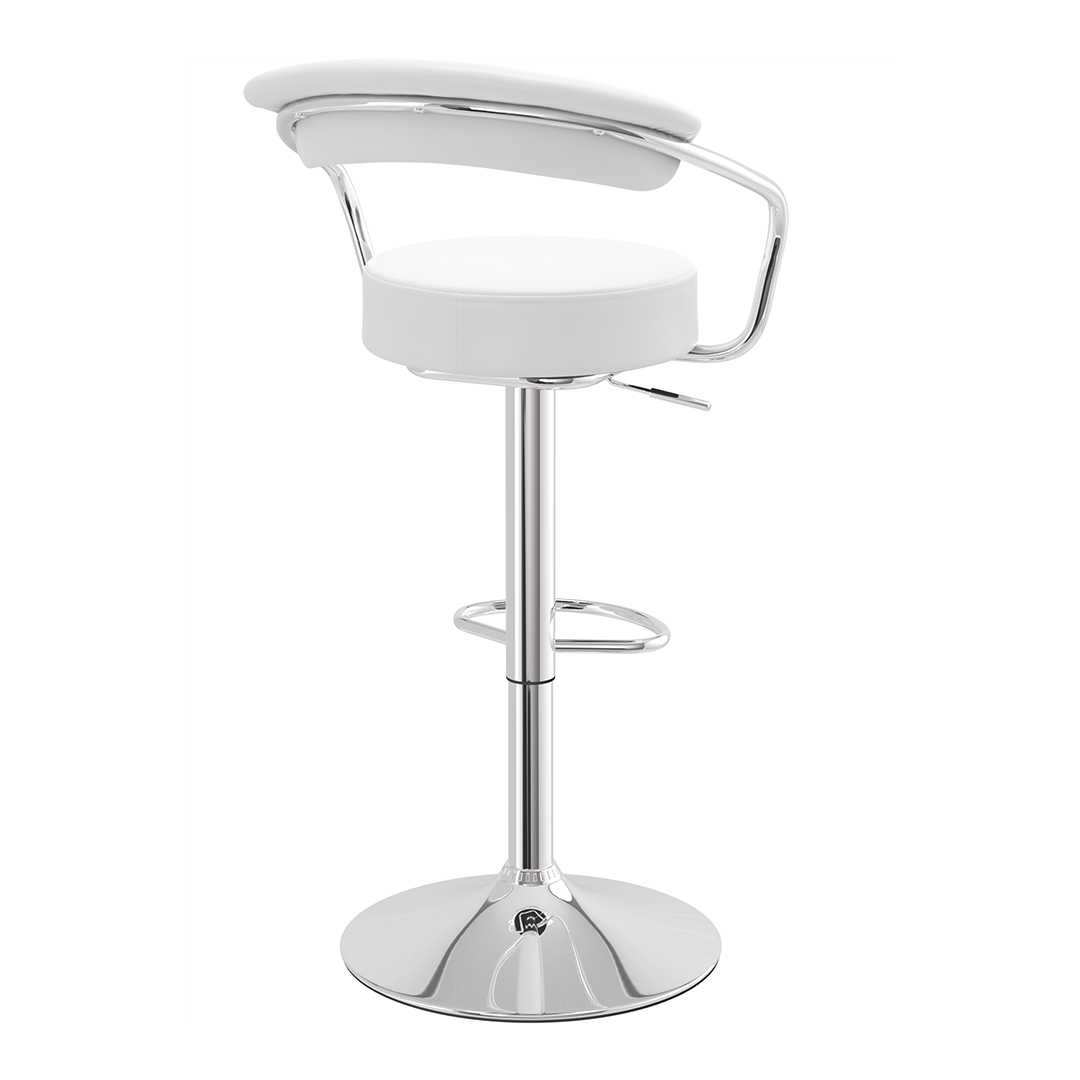 Faux Leather Bar Stool With Polished Chrome Base - Zivley