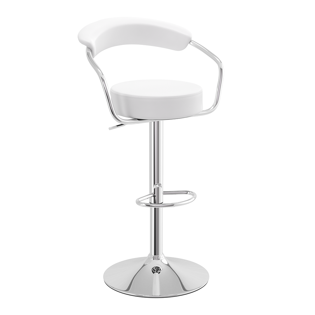Faux Leather Bar Stool With Polished Chrome Base - Zivley
