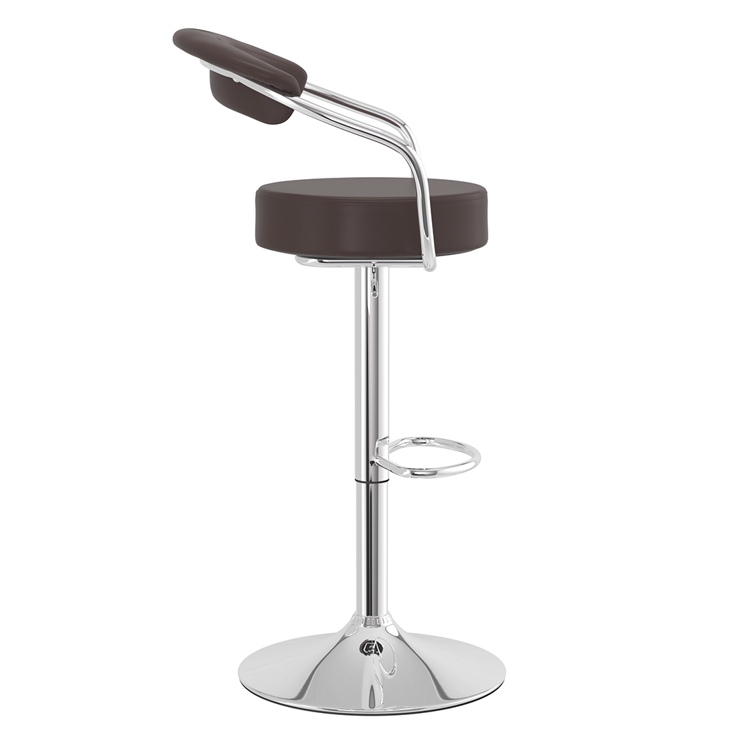 Faux Leather Bar Stool With Polished Chrome Base - Zivley