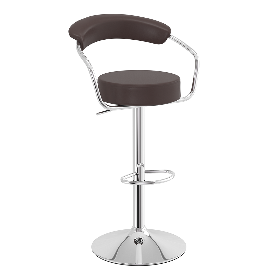Faux Leather Bar Stool With Polished Chrome Base - Zivley