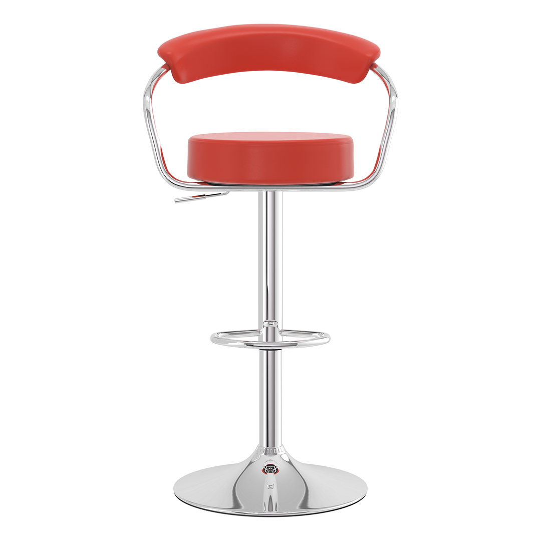 Faux Leather Bar Stool With Polished Chrome Base - Zivley