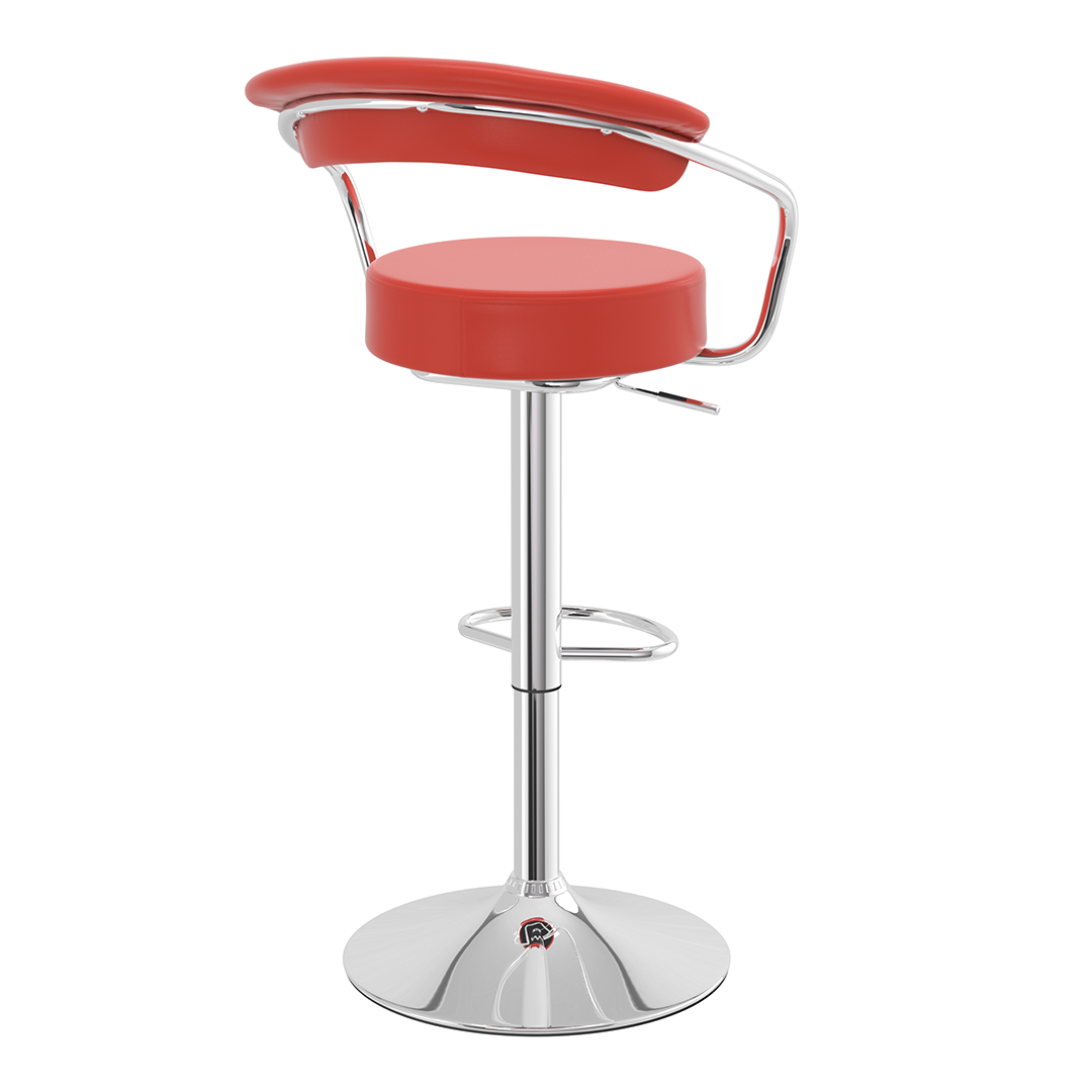 Faux Leather Bar Stool With Polished Chrome Base - Zivley