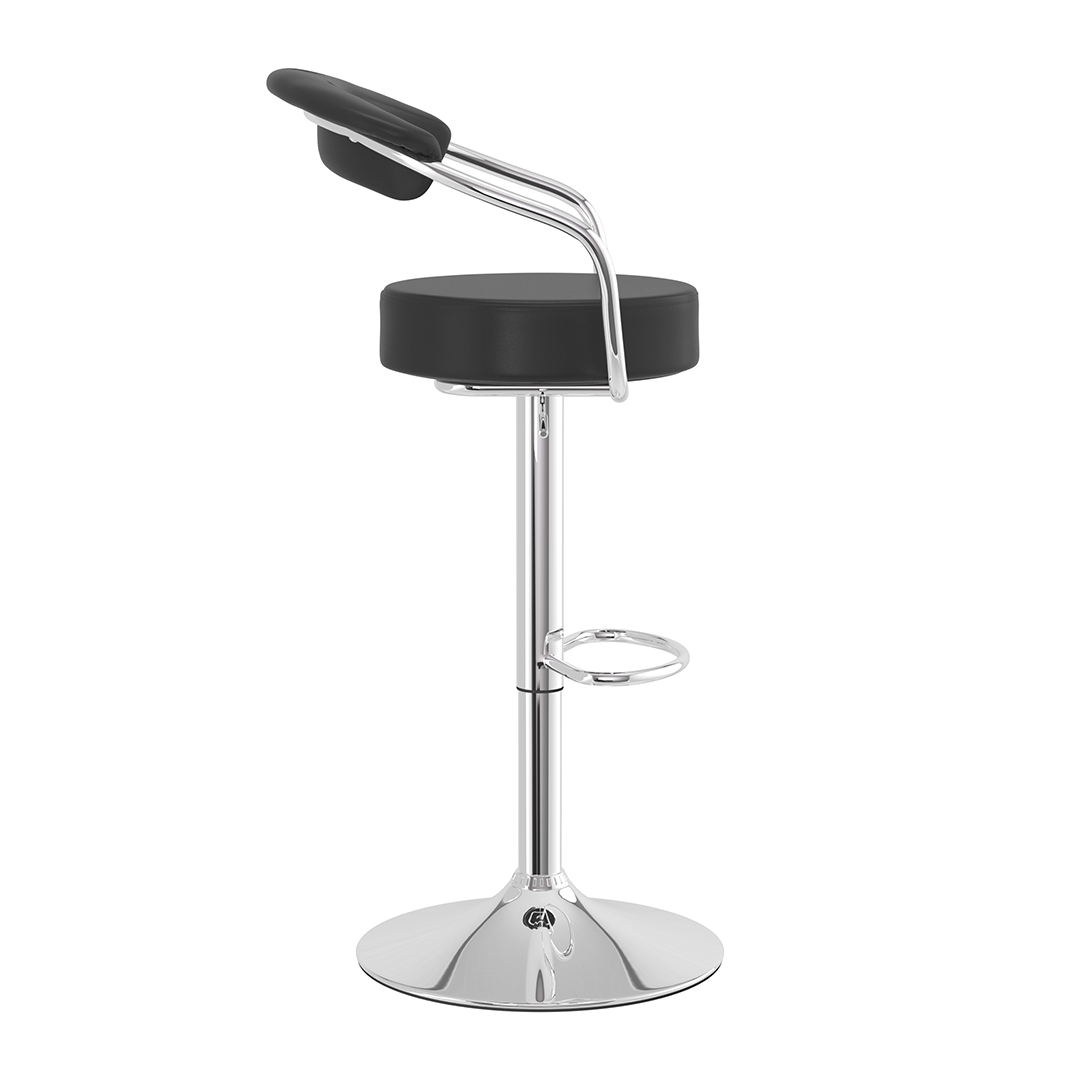 Faux Leather Bar Stool With Polished Chrome Base - Zivley