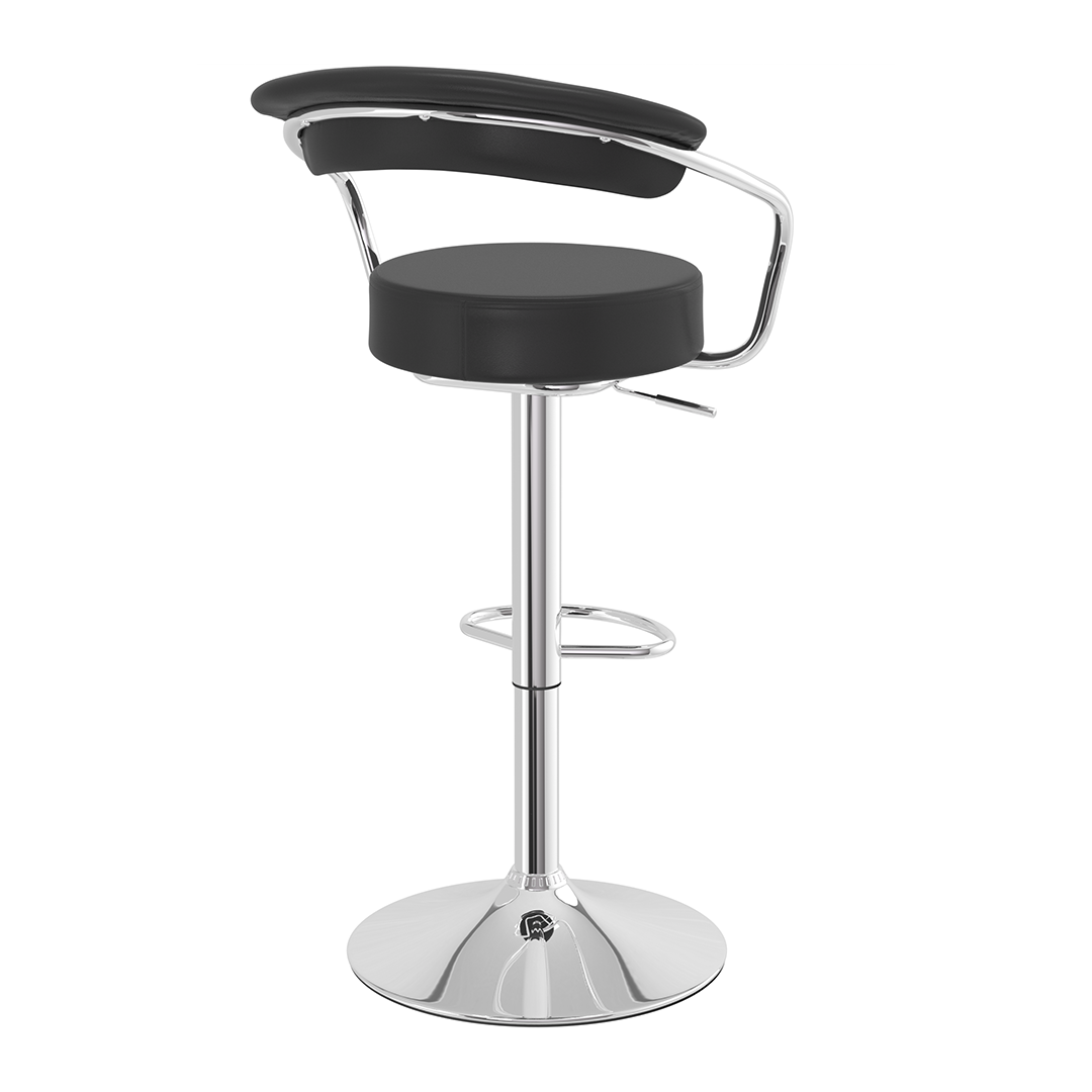 Faux Leather Bar Stool With Polished Chrome Base - Zivley