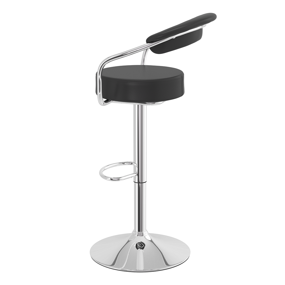 Faux Leather Bar Stool With Polished Chrome Base - Zivley