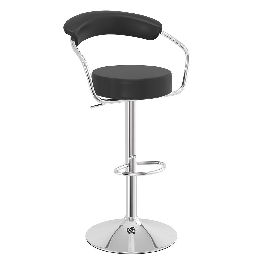 Faux Leather Bar Stool With Polished Chrome Base - Zivley