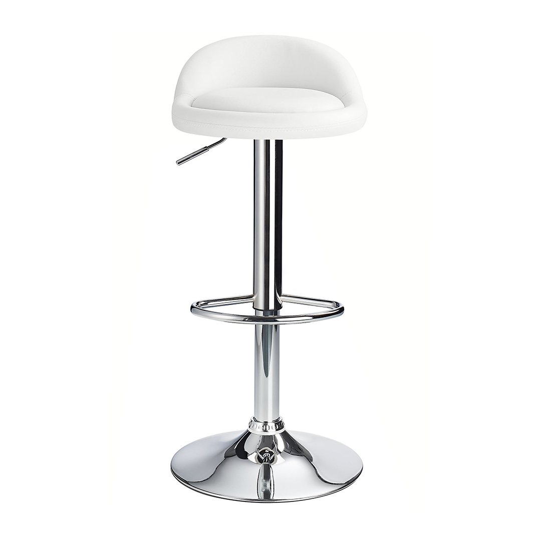 Faux Leather Bar Stool With Polished Chrome Frame - Derring