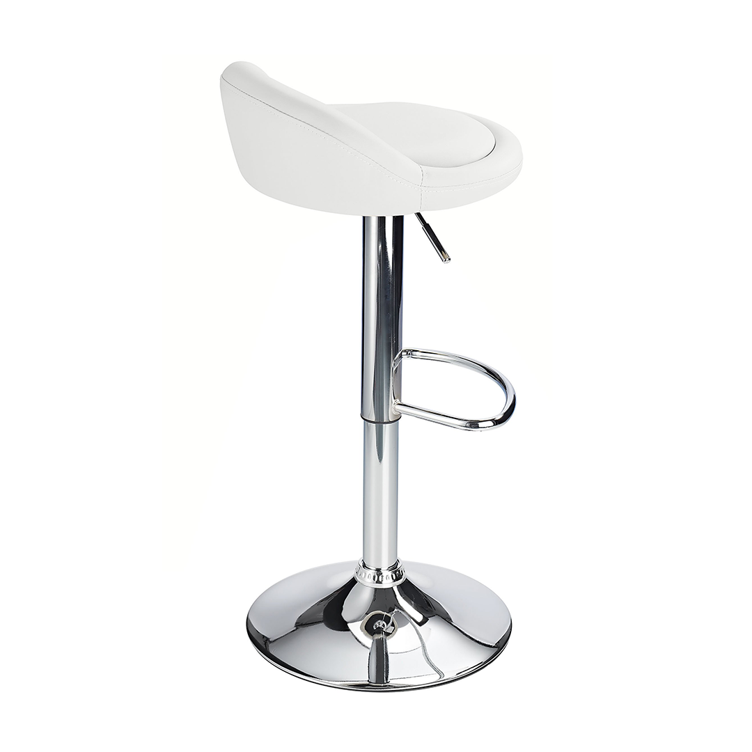 Faux Leather Bar Stool With Polished Chrome Frame - Derring