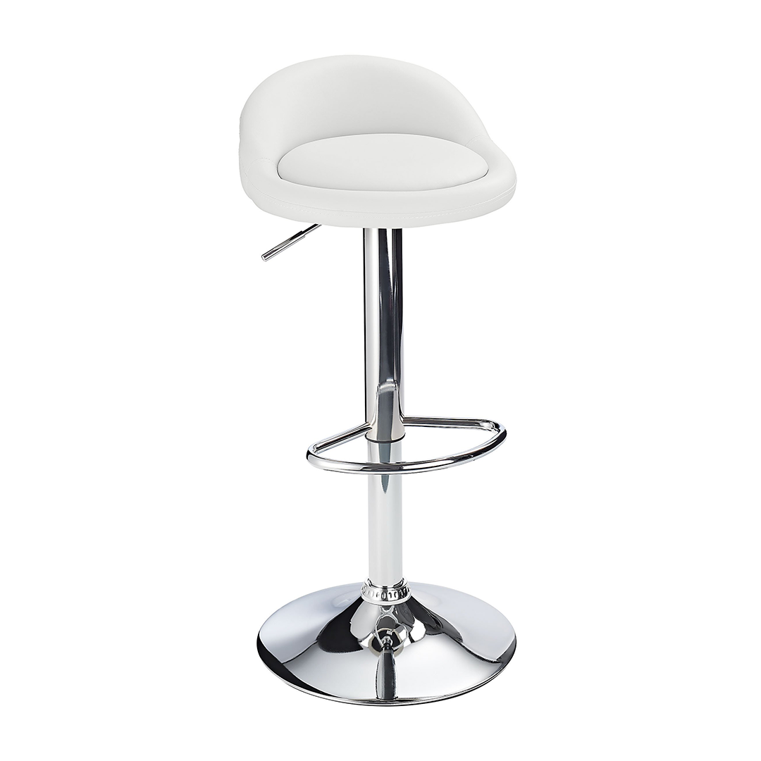 Faux Leather Bar Stool With Polished Chrome Frame - Derring