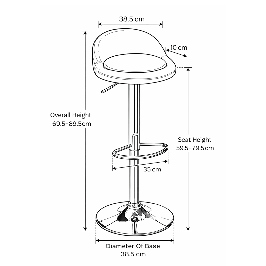 Faux Leather Bar Stool With Polished Chrome Frame - Derring