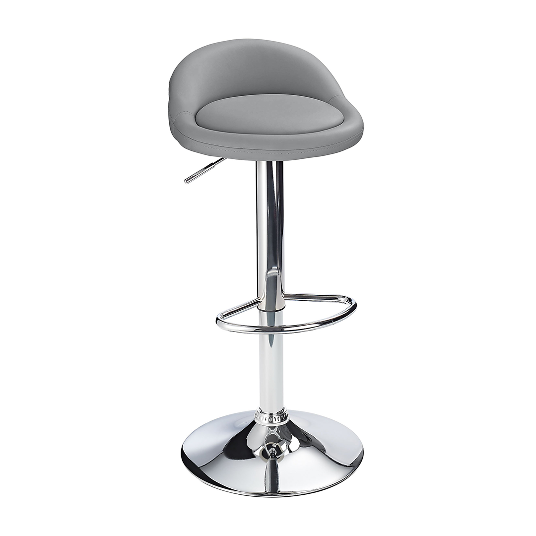 Faux Leather Bar Stool With Polished Chrome Frame - Derring