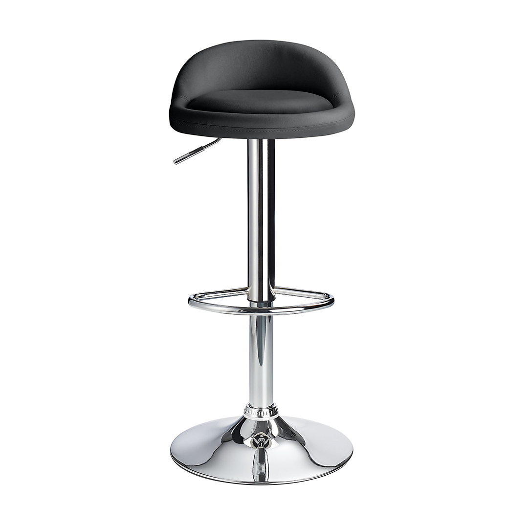 Faux Leather Bar Stool With Polished Chrome Frame - Derring