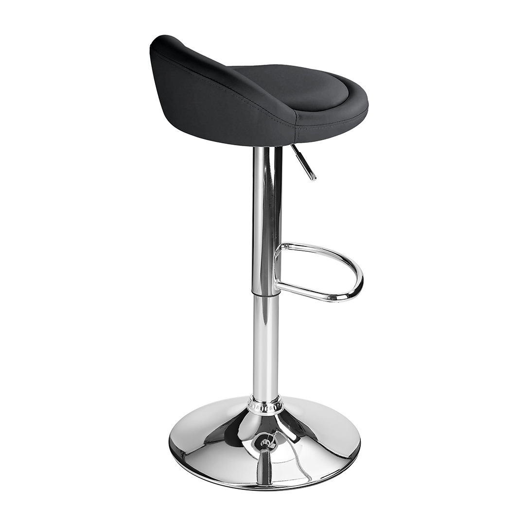 Faux Leather Bar Stool With Polished Chrome Frame - Derring