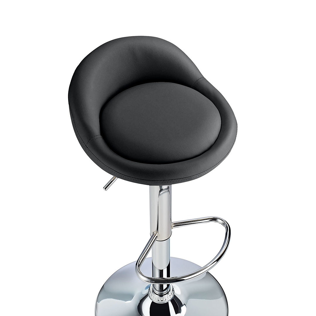 Faux Leather Bar Stool With Polished Chrome Frame - Derring
