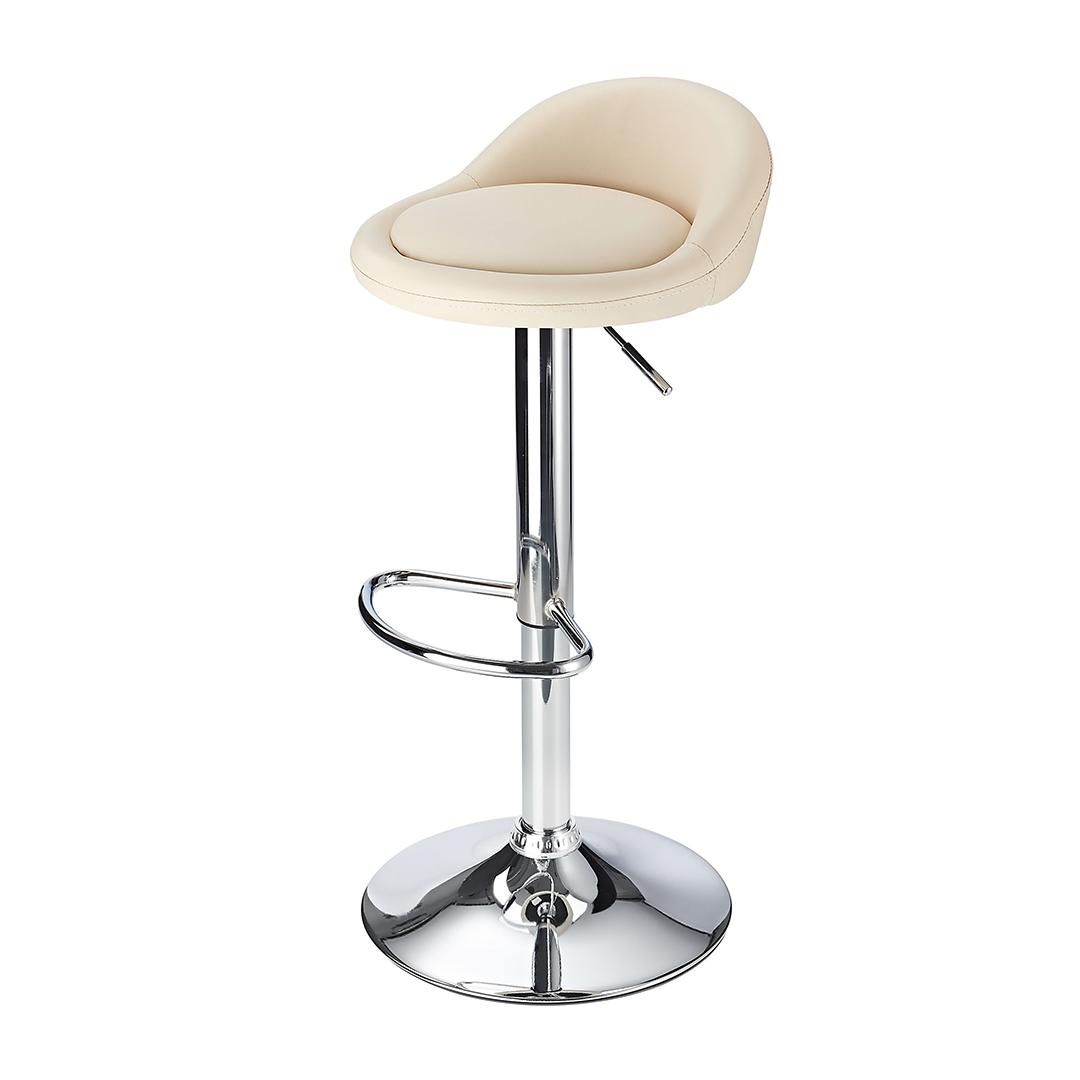 Faux Leather Bar Stool With Polished Chrome Frame - Derring