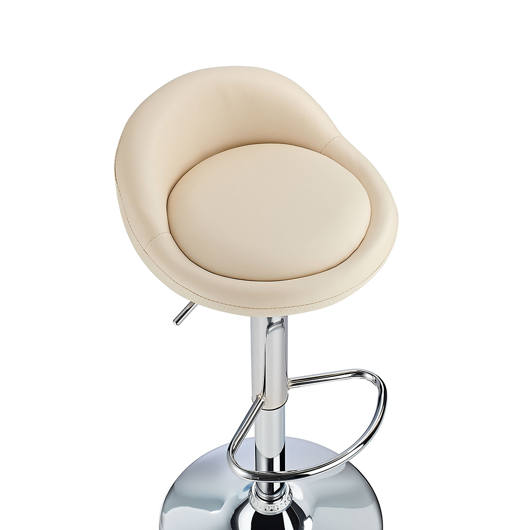 Faux Leather Bar Stool With Polished Chrome Frame - Derring