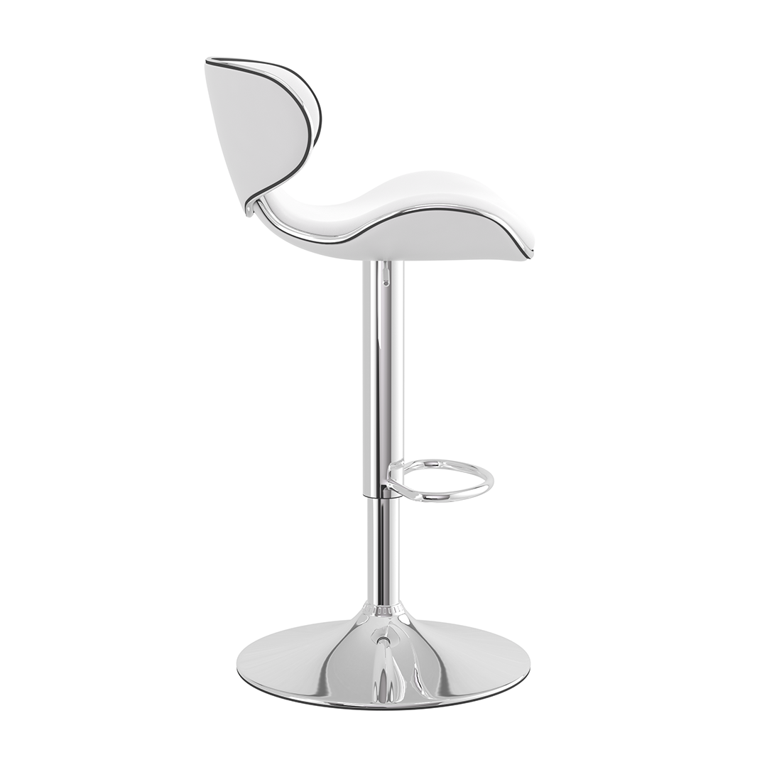 Faux Leather Bar Stool With Polished Chrome Frame - Selworthy