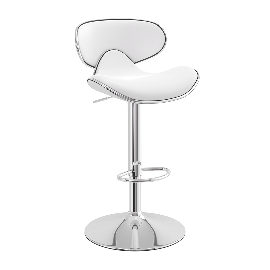 Faux Leather Bar Stool With Polished Chrome Frame - Selworthy