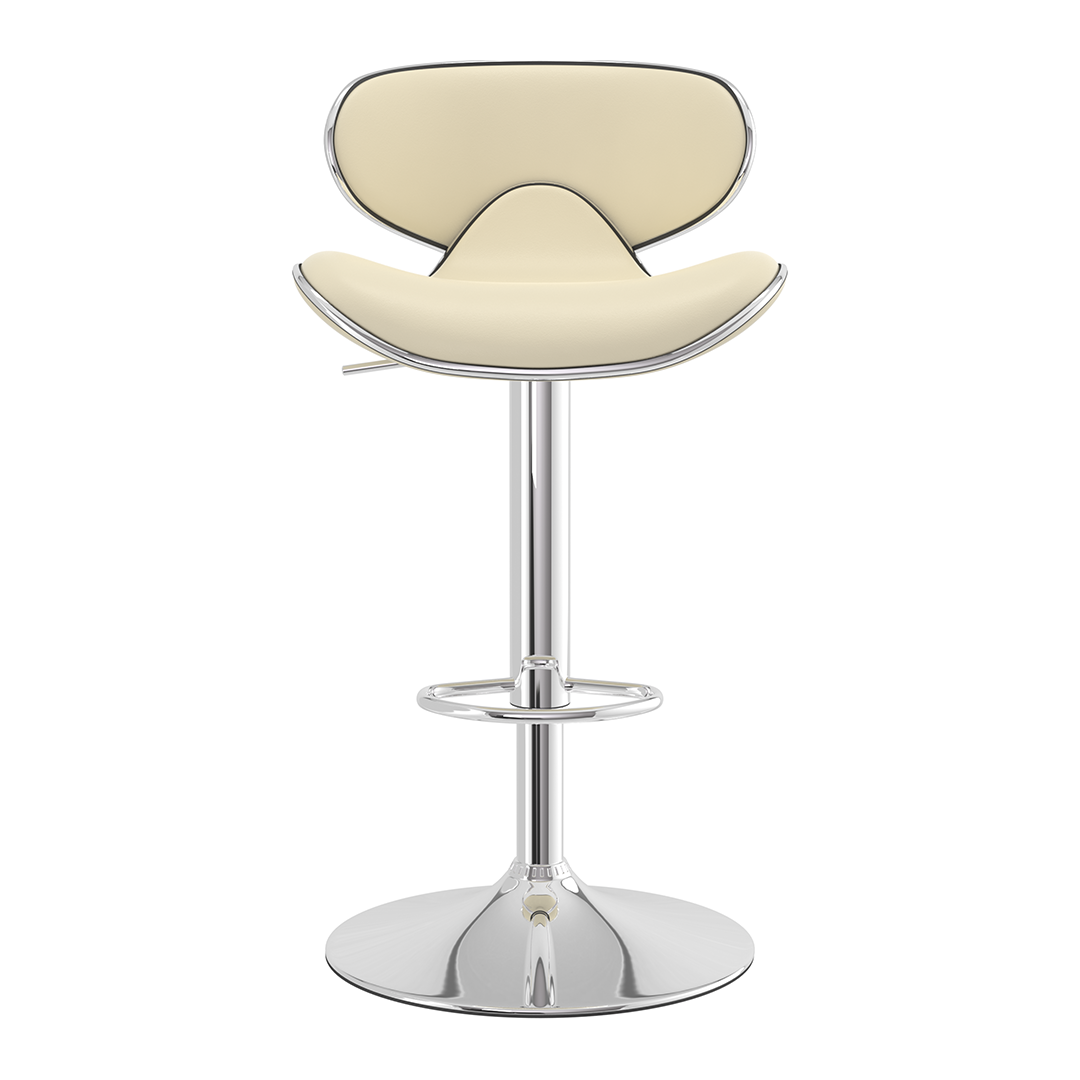Faux Leather Bar Stool With Polished Chrome Frame - Selworthy