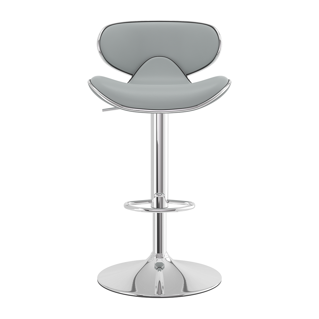 Faux Leather Bar Stool With Polished Chrome Frame - Selworthy