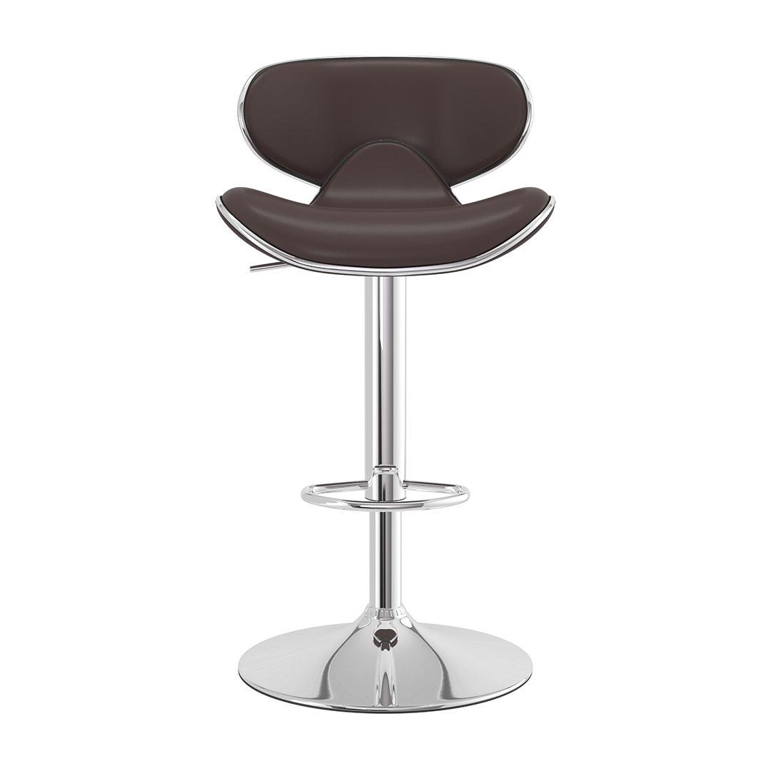 Faux Leather Bar Stool With Polished Chrome Frame - Selworthy