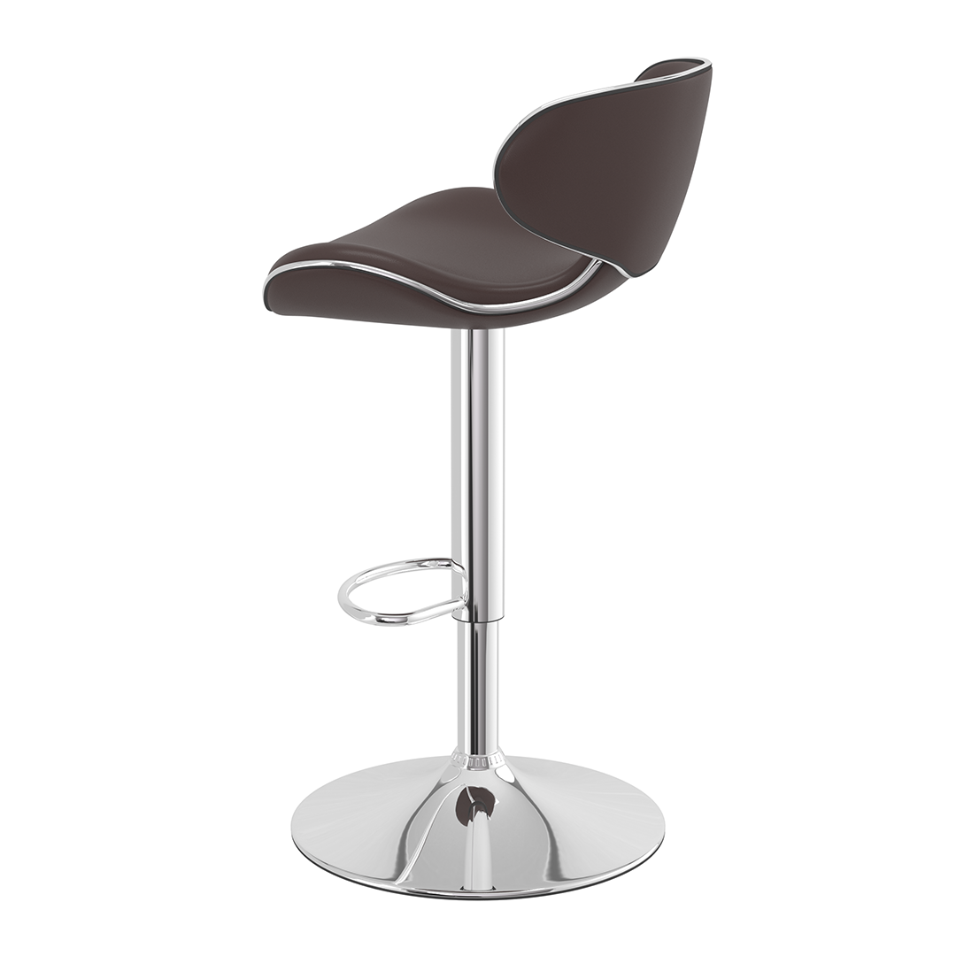 Faux Leather Bar Stool With Polished Chrome Frame - Selworthy
