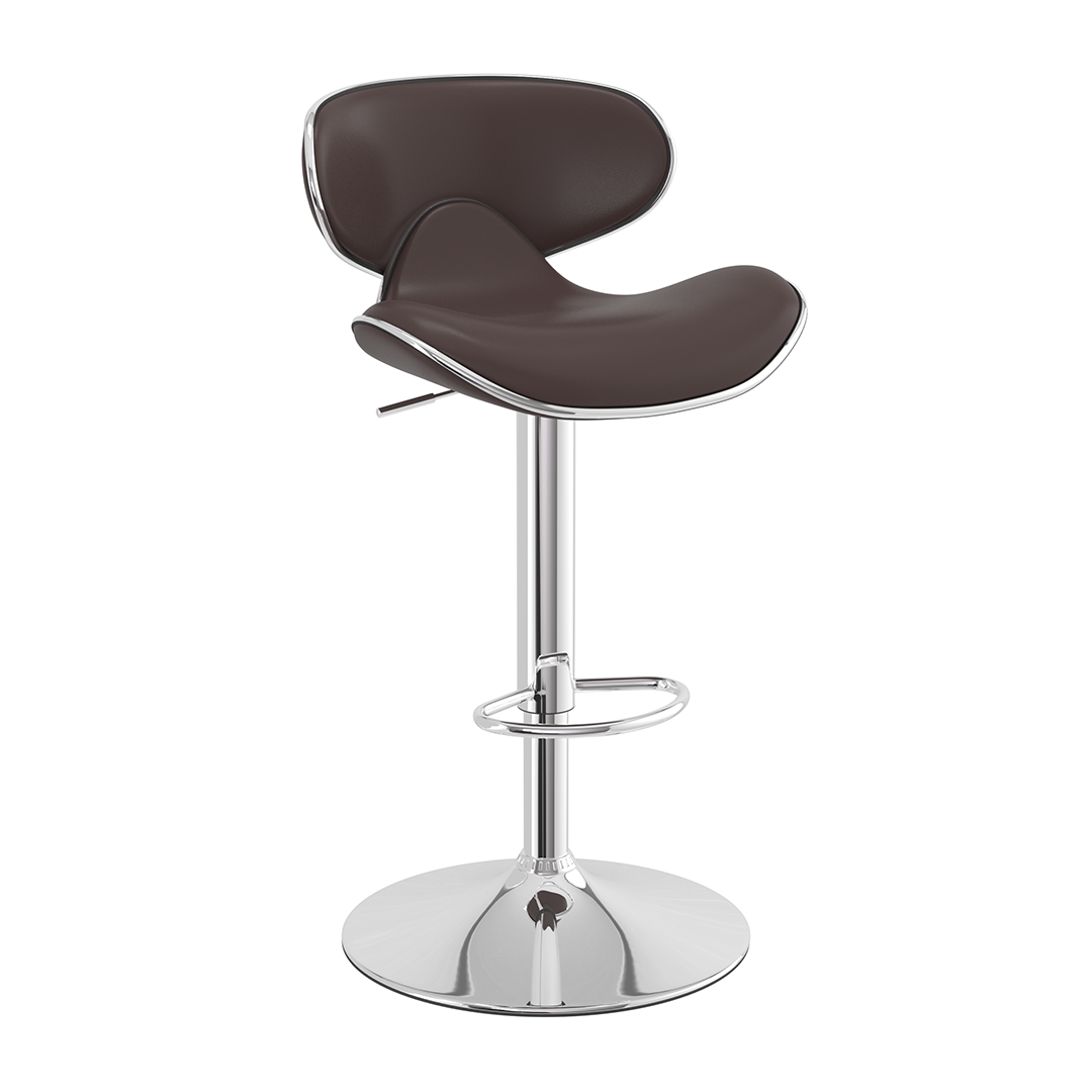 Faux Leather Bar Stool With Polished Chrome Frame - Selworthy