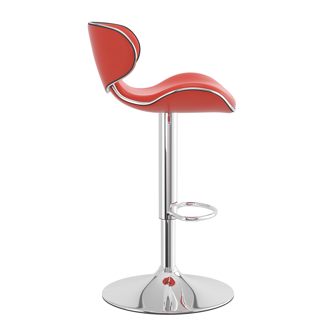 Faux Leather Bar Stool With Polished Chrome Frame - Selworthy