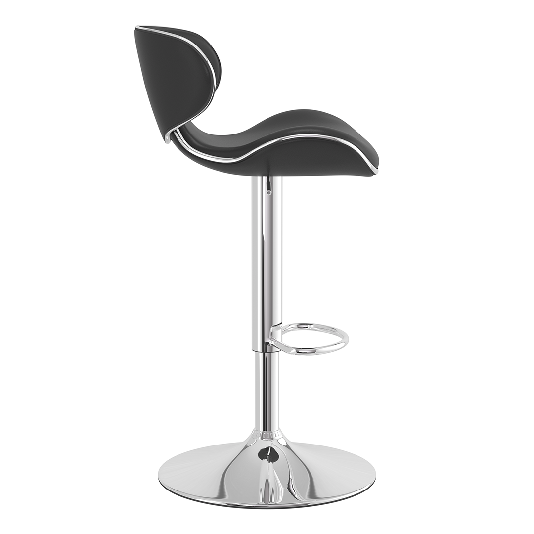 Faux Leather Bar Stool With Polished Chrome Frame - Selworthy