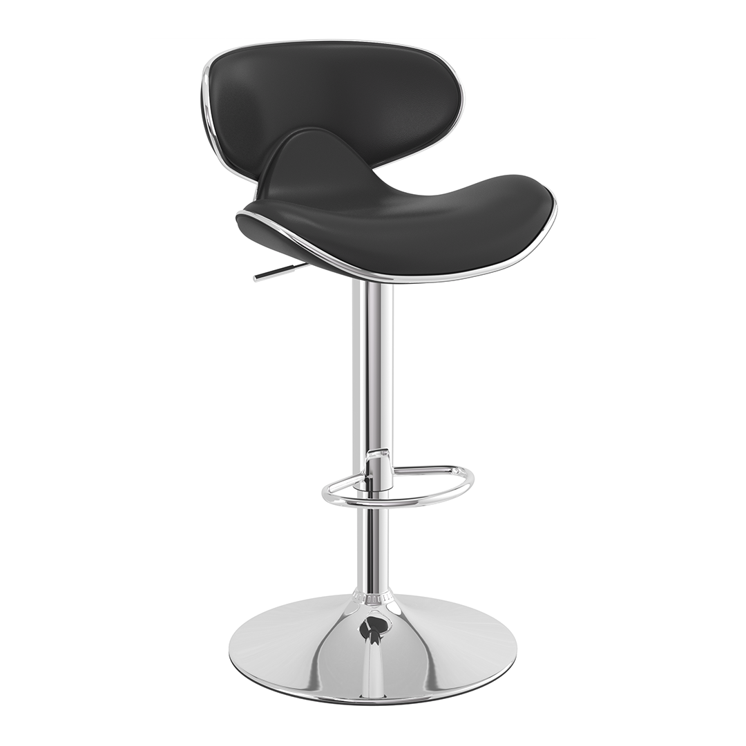 Faux Leather Bar Stool With Polished Chrome Frame - Selworthy