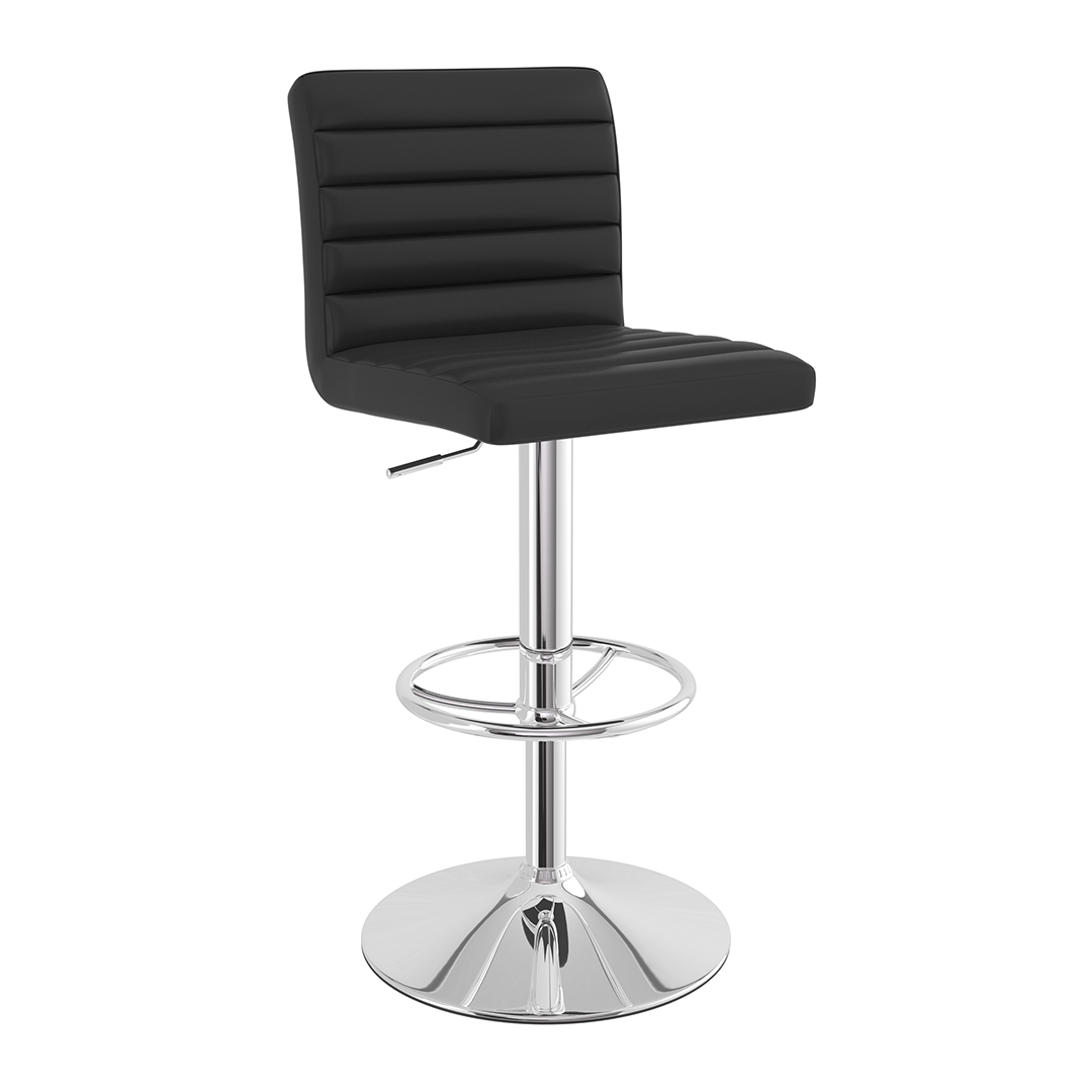 Faux Leather Bar Stool With Polished Chrome Frame - Somerville
