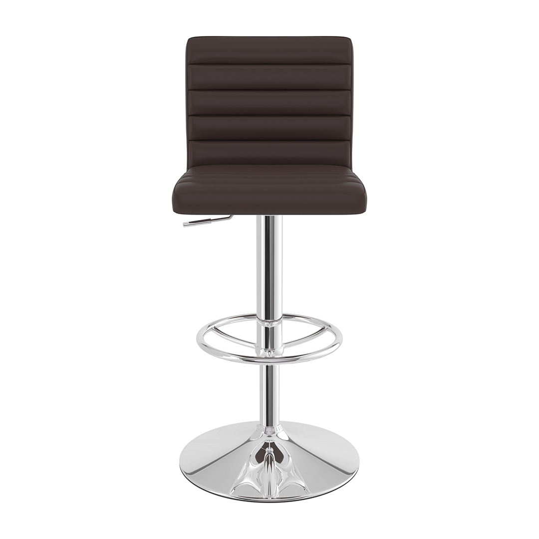Faux Leather Bar Stool With Polished Chrome Frame - Somerville